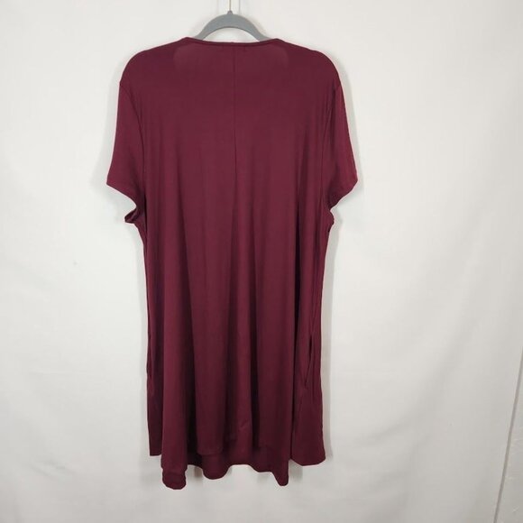 Shiela Rose Short Sleeve Jersey Knee Length T-shirt Dress in Maroon -‎ Size 3X - Picture 3 of 6